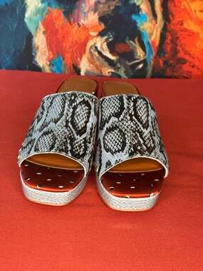 No.39 Kurt Geiger London Orion Snakeskin and Croc-Embossed Platform Mules